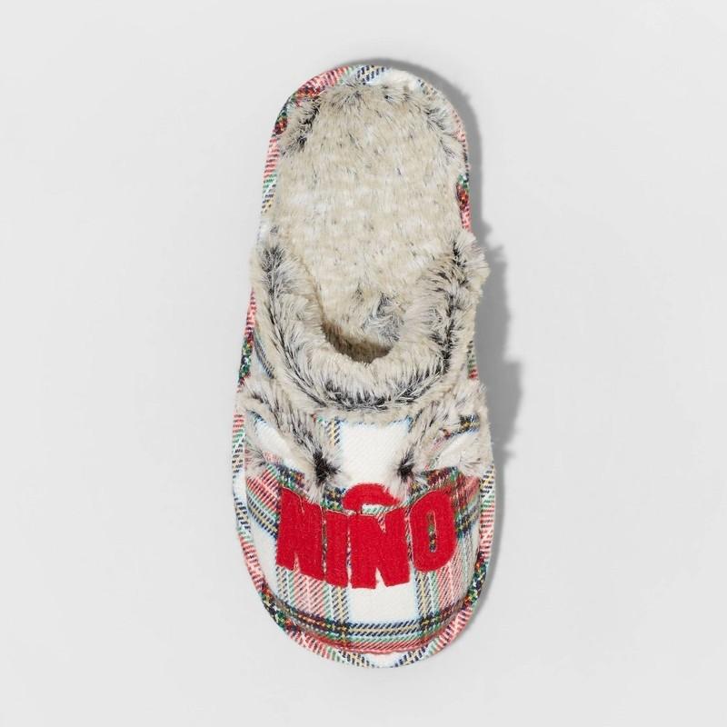 Boys' Nino Oso Plaid Slide Holiday Slippers - Wondershop Size 4-5