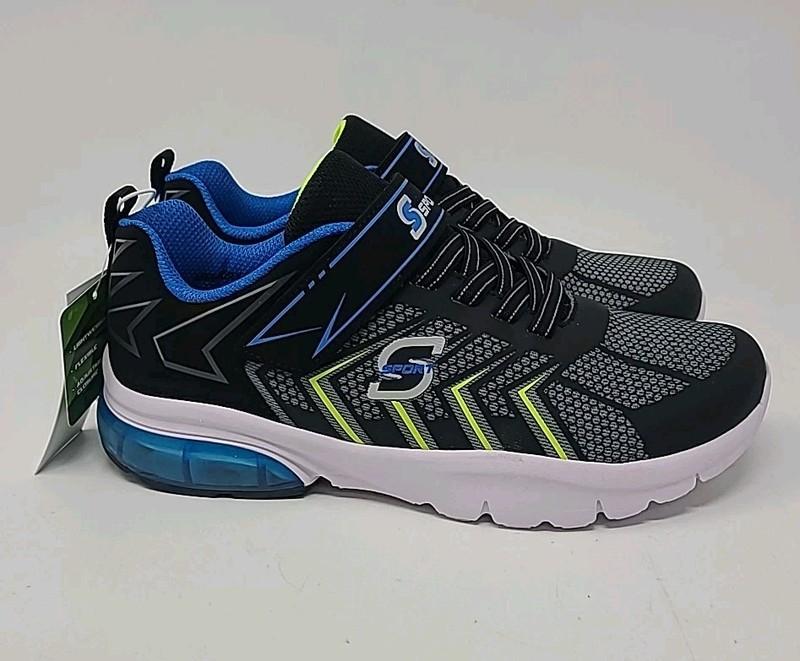 Boys S Sport Skechers Adrian Black Blue Sneakers - Size 5 W/ Box