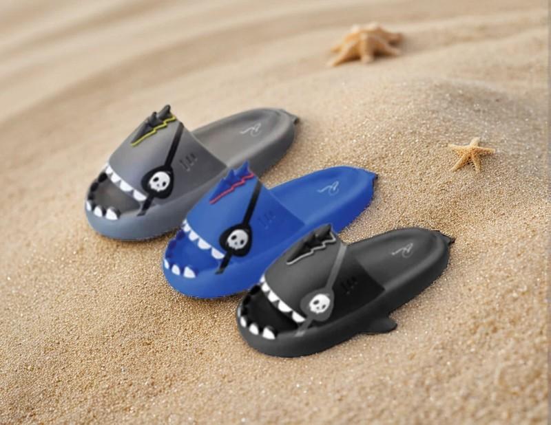 Boys Shark Slides Sandals Pirate Non-Slip Open Toe Slippers Beach Shoes DS4008Y