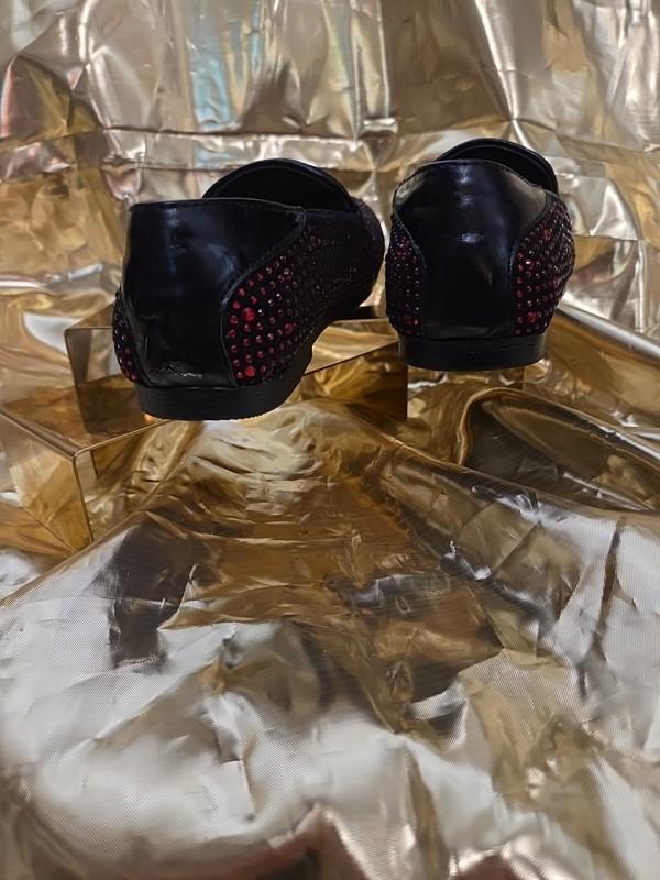 BOYS Size 1.5 'JODANO' BLACK/RED RHINESTONE Tuxedo Loafer/dress Shoes Super