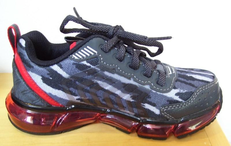 Boys Skechers 97733L Skech-Air Mega Grey Red Memory Foam Sneakers Sz 11 Or 13