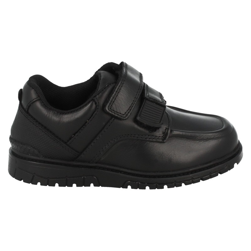 Boys Spot On Black Leather Adjustable Fastening School Shoes : N1R152