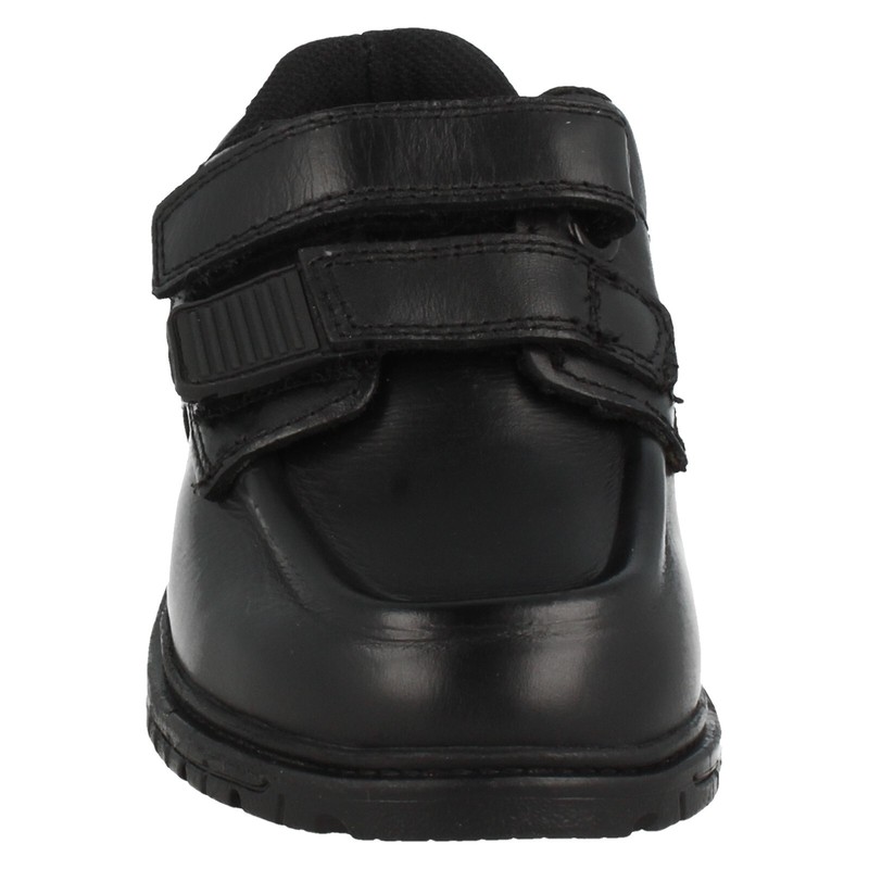 Boys Spot On Black Leather Adjustable Fastening School Shoes : N1R152