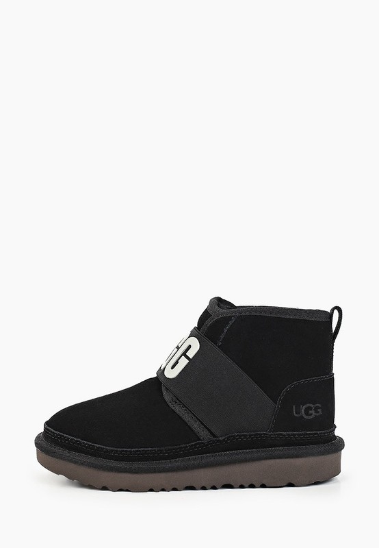 Boys Ugg Neumel II Graphic Slip On Suede Sheepskin Lined Boots Black
