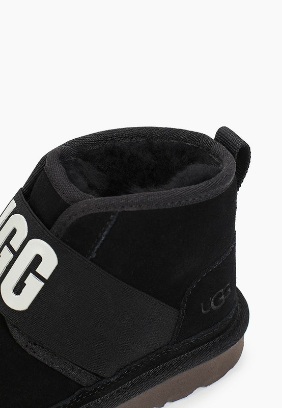 Boys Ugg Neumel II Graphic Slip On Suede Sheepskin Lined Boots Black