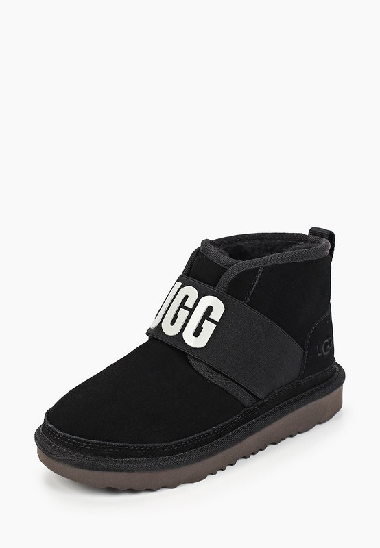 Boys Ugg Neumel II Graphic Slip On Suede Sheepskin Lined Boots Black