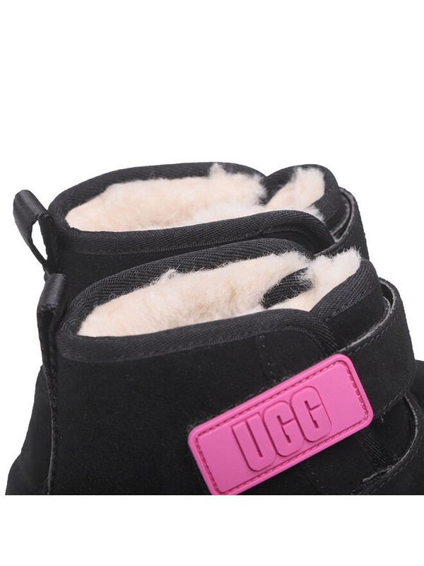 Boys Ugg Neumel Platform Suede Sheepskin Lined Boots Black
