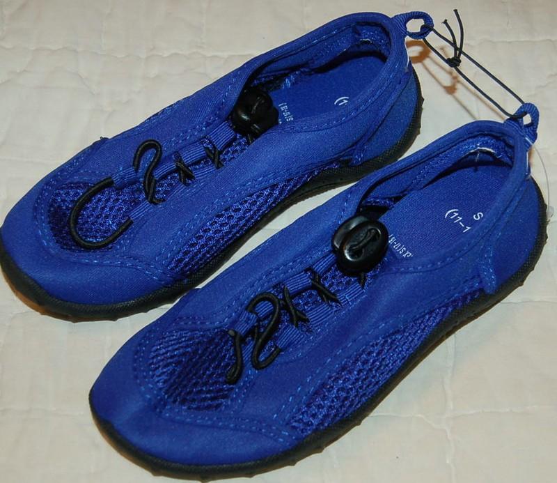 BOYS Watershoes BLUE L 2-3 Black Elastic Laces AQUA SHOE