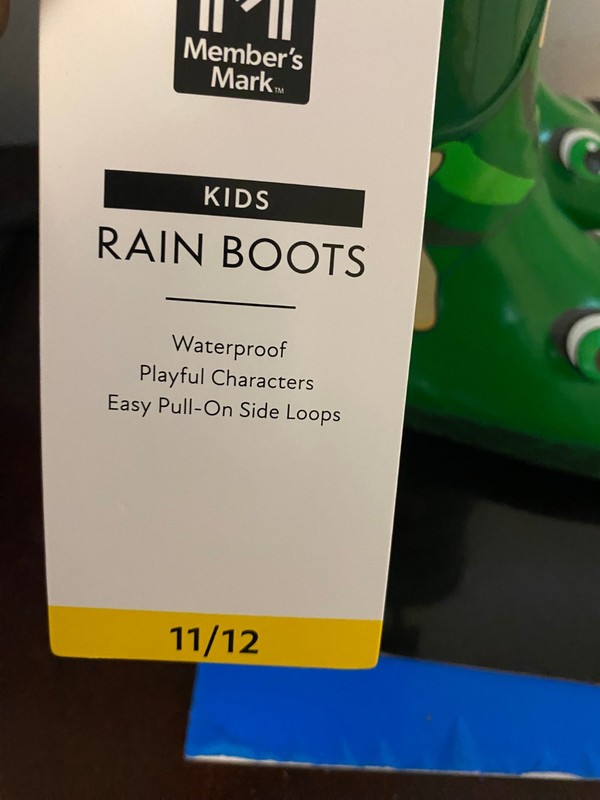 BRAND NEW TODDLER BOYS SIZE 11/12 MEMBER'S MARK RAIN BOOTS