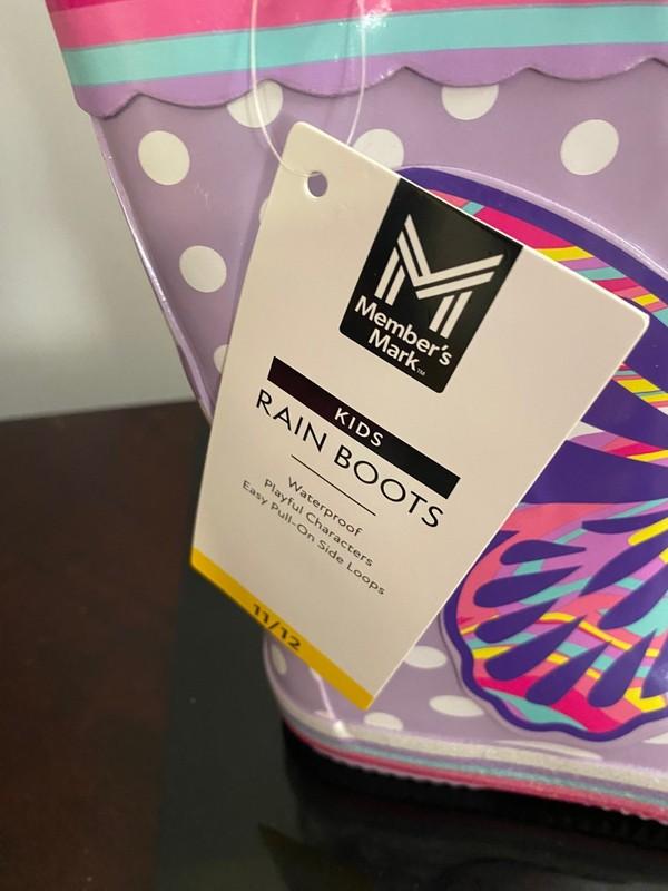 BRAND NEW TODDLER GIRL'S SIZE 11/12 MEMBER'S MARK RAIN BOOTS