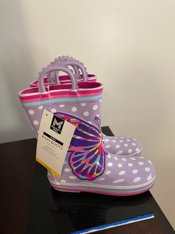 BRAND NEW TODDLER GIRL'S SIZE 11/12 MEMBER'S MARK RAIN BOOTS