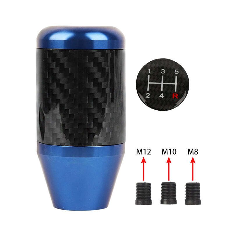 Brand New Universal 5 SPEED Blue Real Carbon Fiber Racing Gear Stick Shift Knob