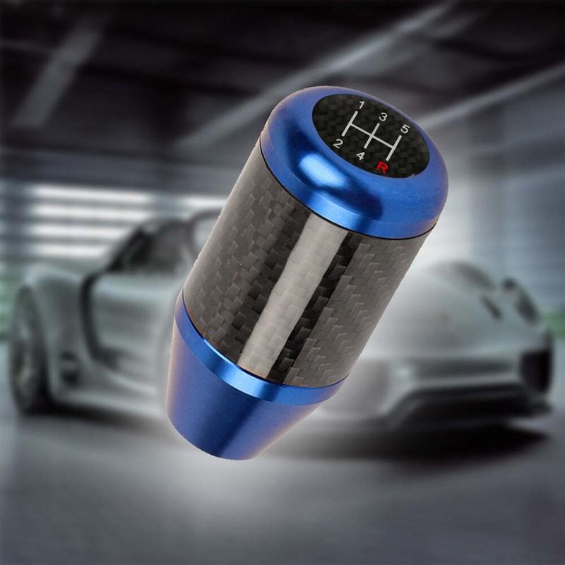 Brand New Universal 5 SPEED Blue Real Carbon Fiber Racing Gear Stick Shift Knob