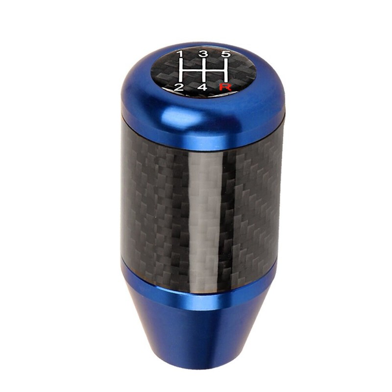 Brand New Universal 5 SPEED Blue Real Carbon Fiber Racing Gear Stick Shift Knob