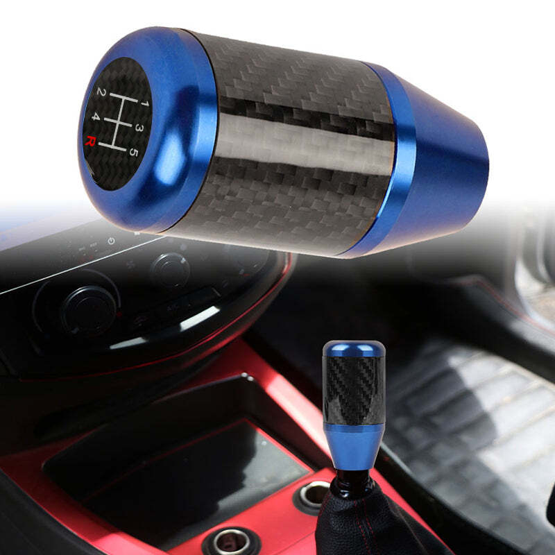 Brand New Universal 5 SPEED Blue Real Carbon Fiber Racing Gear Stick Shift Knob