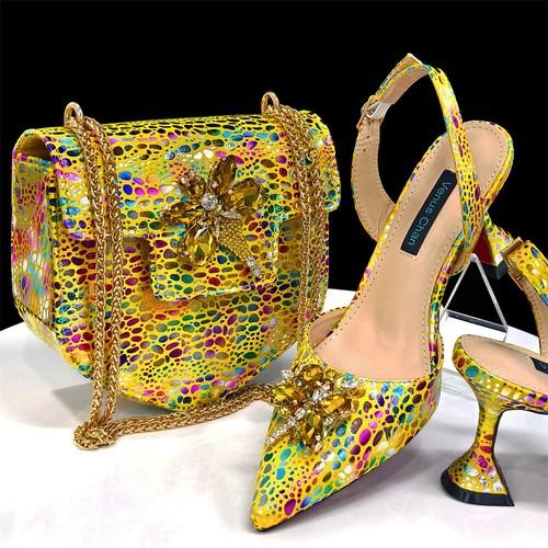 Bridal Lady Purple Sandals Set Italian Shoes And Bags Fashion Rhinestones