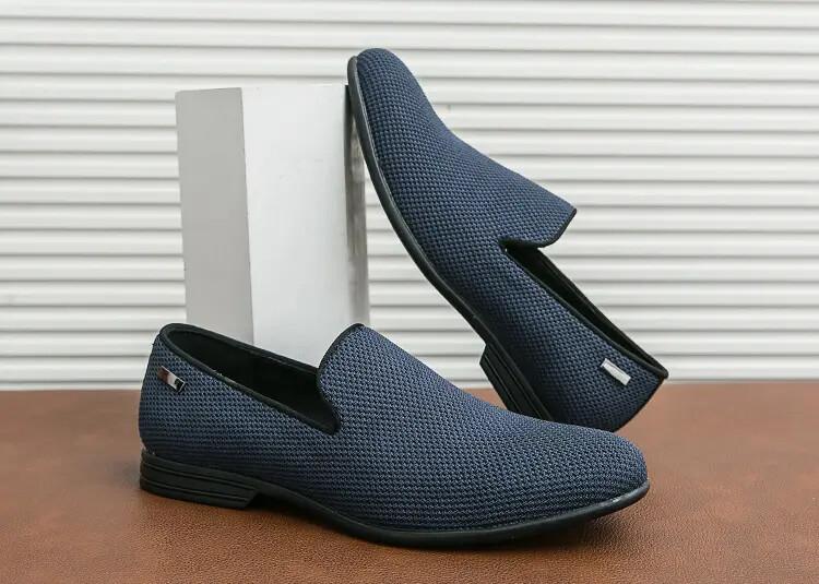 British Men's Slip On Loafer Mesh Breathable Casual Business Dress Shoes Fashion