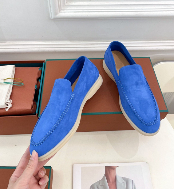 British Style Slip On Loafers Men's Womens Occident Real Suede Leather Shoes New