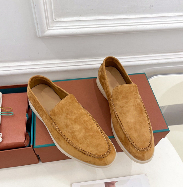 British Style Slip On Loafers Men's Womens Occident Real Suede Leather Shoes New