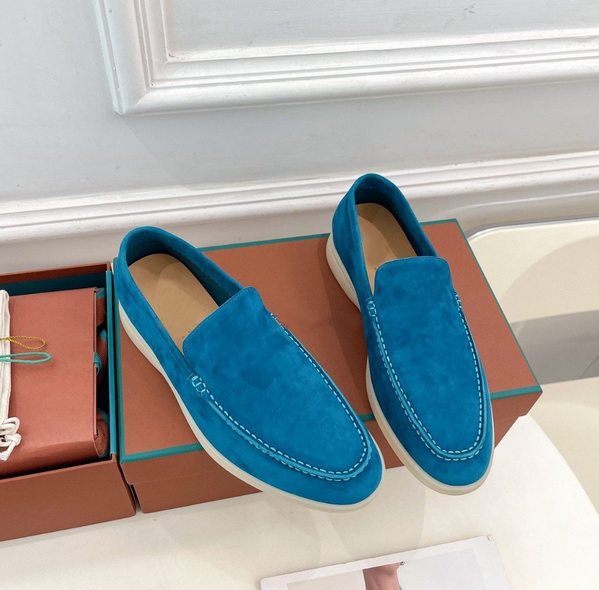 British Style Slip On Loafers Men's Womens Occident Real Suede Leather Shoes New