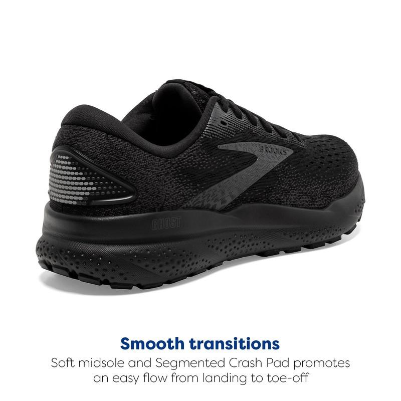 Brooks Men’s Ghost 16 Neutral Running Shoe - Black/Black/Ebony - 10 Medium