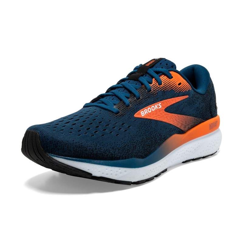 Brooks Men’s Ghost 16 Neutral Running Shoe - Blue Opal/Black/Nasturtium - 12.5