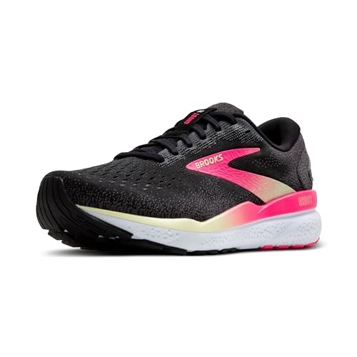 Brooks Women’s Ghost 16 Neutral Running Shoe - Black/Pink/Yellow - 9.5 Wide