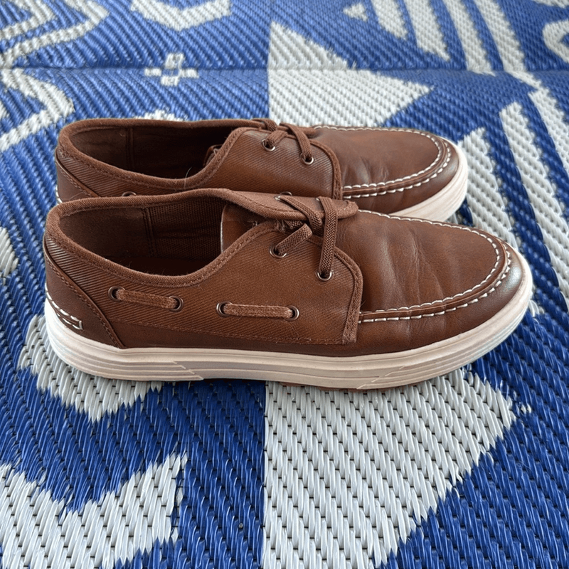 Bruno Marc Boy's Size 4 Boat Shoes Slip On Loafers Dress Casual Brown Shoes