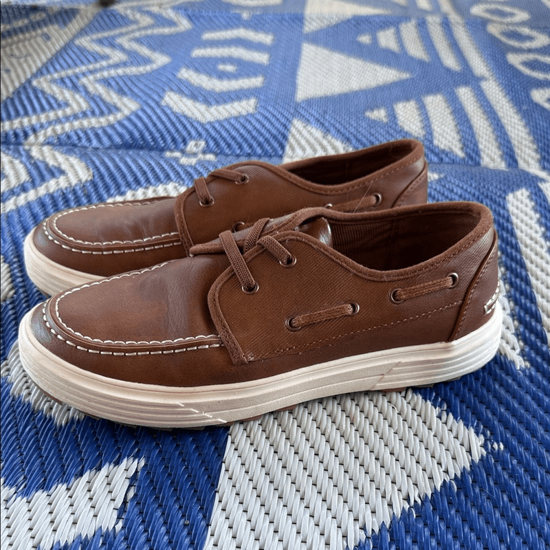 Bruno Marc Boy's Size 4 Boat Shoes Slip On Loafers Dress Casual Brown Shoes