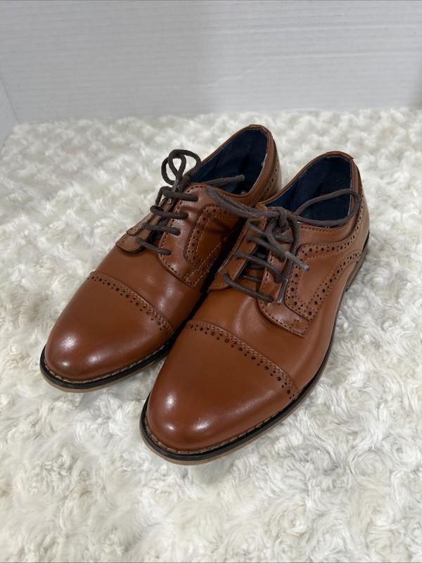 Bruno Marc Prince-K1 Boys Size 4 Brown Dress Shoes Oxford Lace Up Derby