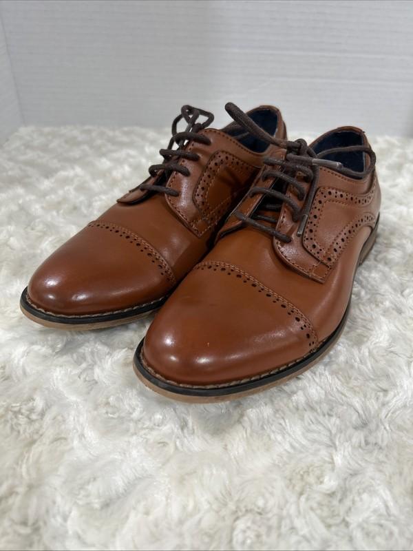 Bruno Marc Prince-K1 Boys Size 4 Brown Dress Shoes Oxford Lace Up Derby