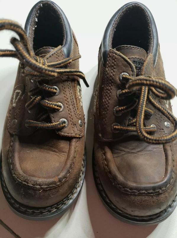 BUSTER BROWN Size 11.5 Youth Leather Brown Lace Up Kids Boots Ankle Shoes