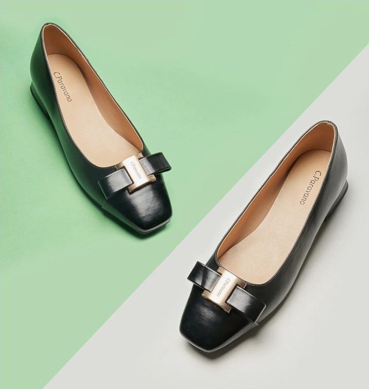 C.Paravano Women's Ballet Flats Shoes Square Toe Flats With Bowknot Size 8.5