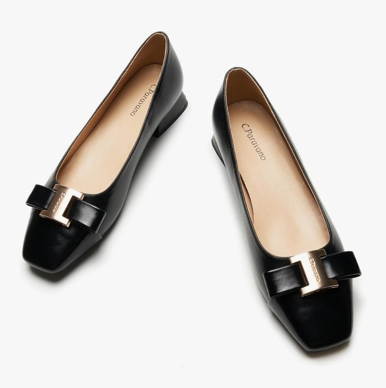 C.Paravano Women's Ballet Flats Shoes Square Toe Flats with Bowknot Size 8.5