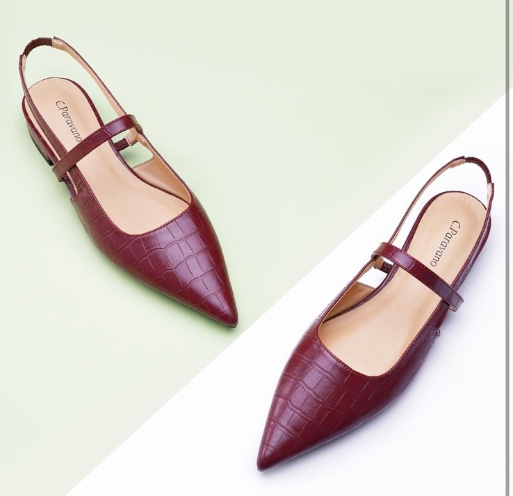 C. Paravano Women’s Slingback Vegan Leather Flats Heels Dress Shoes Croc 10.5