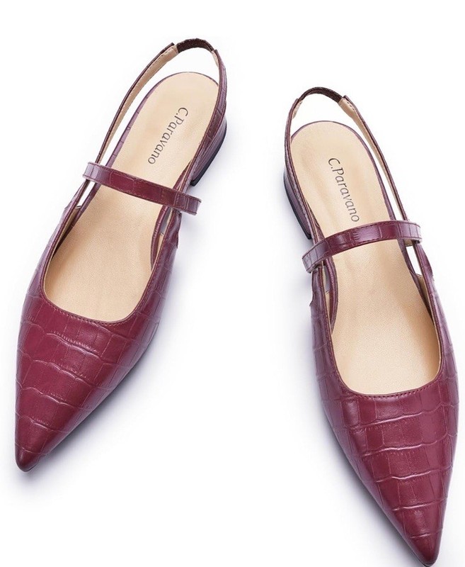 C. Paravano Women’s Slingback Vegan Leather Flats Heels Dress Shoes Croc 10.5