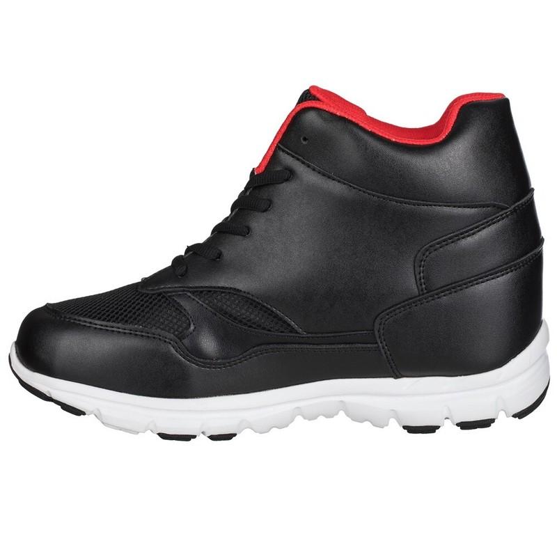 CALTO G3332 - 4 Inches Elevator Height Increase Black & Red Fashion Sneakers