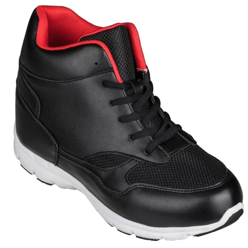 CALTO G3332 - 4 Inches Elevator Height Increase Black & Red Fashion Sneakers