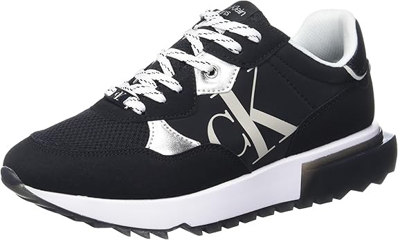 Calvin Klein Women’s Magalee Casual Logo Sneakers Black White Size 8M