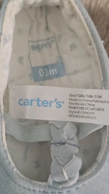 Carter’s 0–3M Baby Girl Shoes Blue Ballet Flats Braided Strap Soft Sole Cute