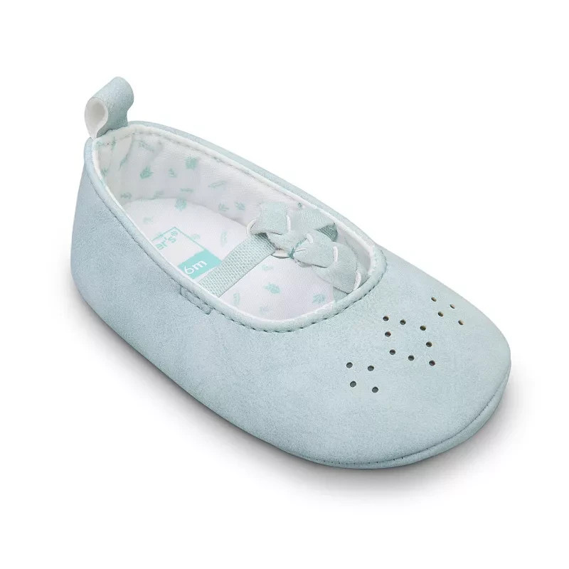 Carter’s 0–3M Baby Girl Shoes Blue Ballet Flats Braided Strap Soft Sole Cute