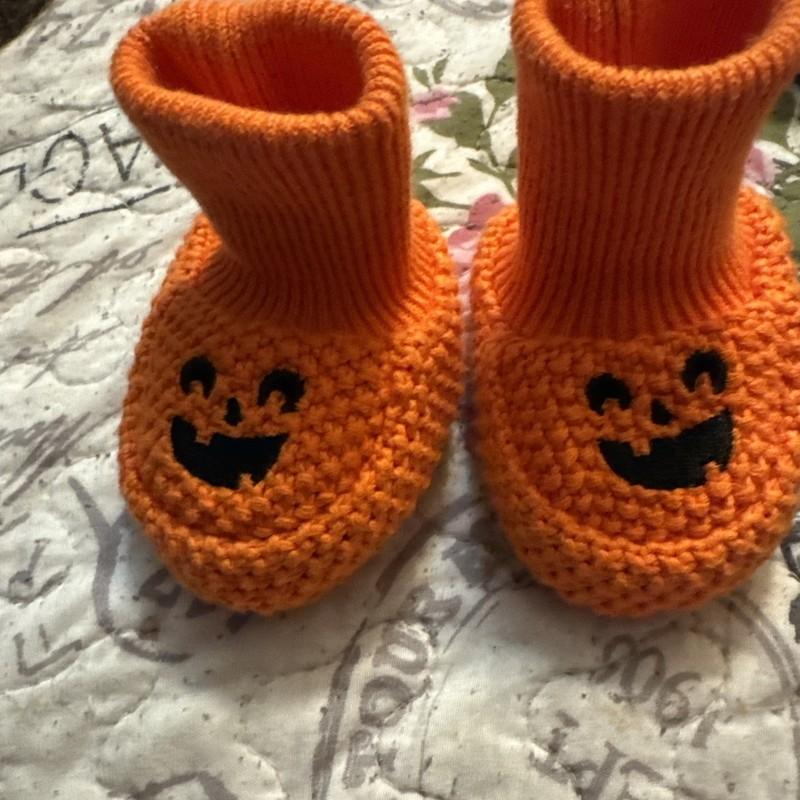 Carter's Baby Booties Orange Pumpkin Jack-O-Lantern Halloween Unisex