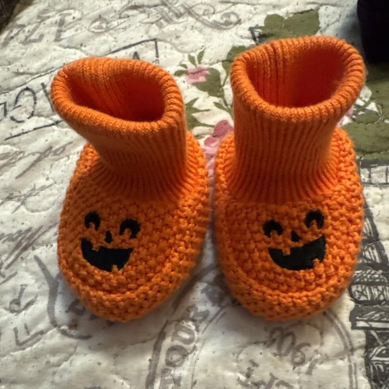 Carter's Baby Booties Orange Pumpkin Jack-O-Lantern Halloween Unisex