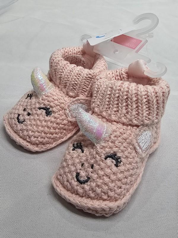 Carter's Baby Girls' Newborn Pink Unicorn Themed Knit Style 100 Cotton Booties