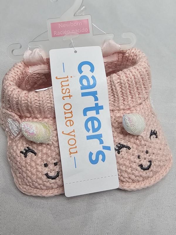Carter's Baby Girls' Newborn Pink Unicorn Themed Knit Style 100 Cotton Booties