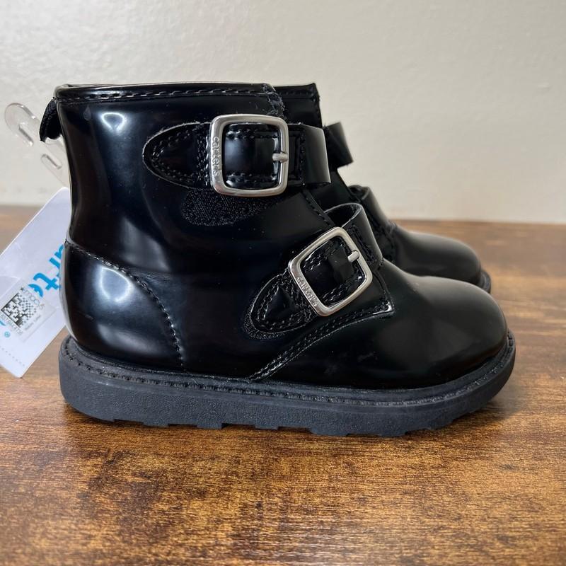 Carter's Brinley Fashion Boots Girls 9 Black Moto Biker Grunge Lug Edgy Buckle