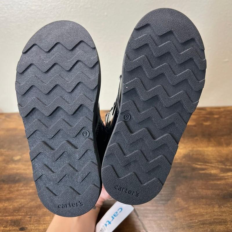 Carter's Brinley Fashion Boots Girls 9 Black Moto Biker Grunge Lug Edgy Buckle