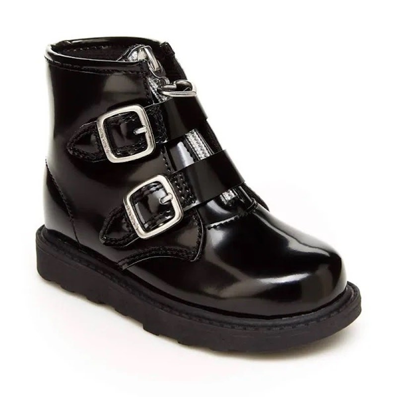 Carter's Brinley Fashion Boots Girls 9 Black Moto Biker Grunge Lug Edgy Buckle