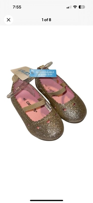 Carter's Gold Glitter Toddler Shoes Size 4