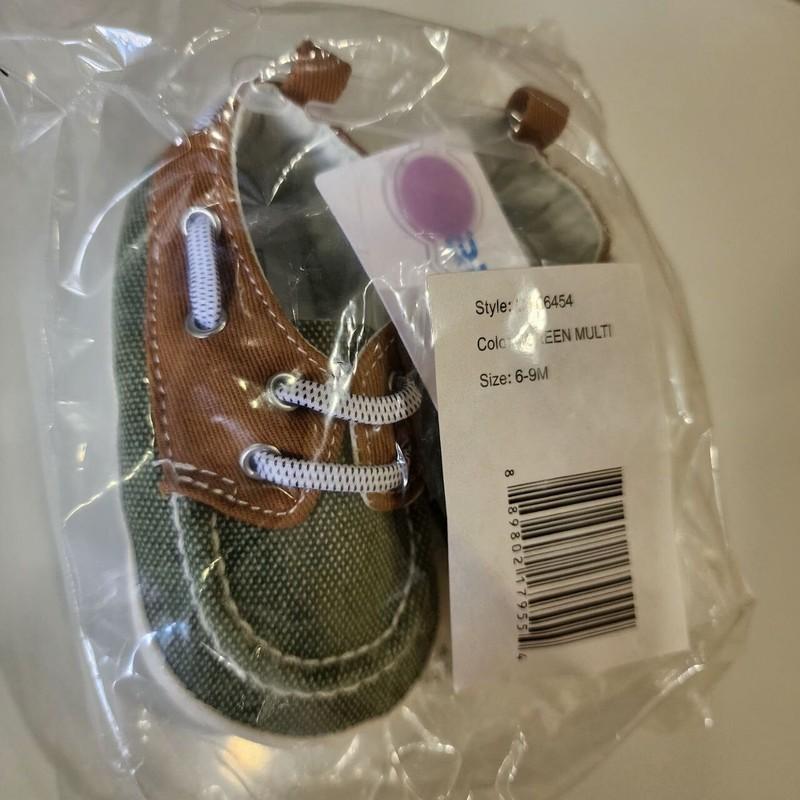 Carter's Infant Baby Boy Green Brown Slip On Shoes - 3-6 Months 6-9 Months NWT